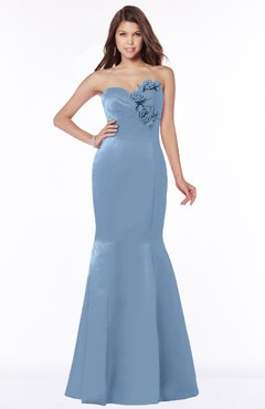 ColsBM Linda Faded Denim Glamorous Fishtail Sweetheart Half Backless Satin Flower Bridesmaid Dresses