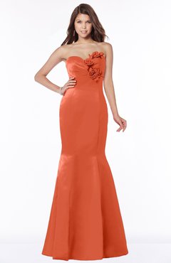 ColsBM Linda Candied Ginger Glamorous Fishtail Sweetheart Half Backless Satin Flower Bridesmaid Dresses