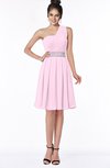 ColsBM Mabel Baby Pink Gorgeous A-line One Shoulder Sleeveless Half Backless Chiffon Bridesmaid Dresses