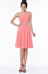 ColsBM Mabel Coral Gorgeous A-line One Shoulder Sleeveless Half Backless Chiffon Bridesmaid Dresses