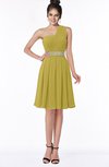 ColsBM Mabel Golden Olive Gorgeous A-line One Shoulder Sleeveless Half Backless Chiffon Bridesmaid Dresses