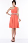 ColsBM Mabel Living Coral Gorgeous A-line One Shoulder Sleeveless Half Backless Chiffon Bridesmaid Dresses