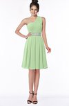 ColsBM Mabel Sage Green Gorgeous A-line One Shoulder Sleeveless Half Backless Chiffon Bridesmaid Dresses