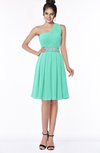 ColsBM Mabel Seafoam Green Gorgeous A-line One Shoulder Sleeveless Half Backless Chiffon Bridesmaid Dresses