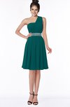 ColsBM Mabel Shaded Spruce Gorgeous A-line One Shoulder Sleeveless Half Backless Chiffon Bridesmaid Dresses