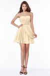 ColsBM Collins Apricot Gelato Modest Strapless Sleeveless Zip up Chiffon Ruching Bridesmaid Dresses