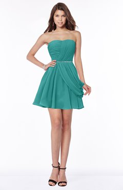 ColsBM Collins Emerald Green Modest Strapless Sleeveless Zip up Chiffon Ruching Bridesmaid Dresses