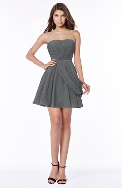 ColsBM Collins Grey Modest Strapless Sleeveless Zip up Chiffon Ruching Bridesmaid Dresses