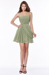 ColsBM Collins Moss Green Modest Strapless Sleeveless Zip up Chiffon Ruching Bridesmaid Dresses