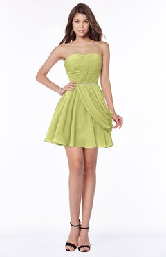 ColsBM Collins Pistachio Modest Strapless Sleeveless Zip up Chiffon Ruching Bridesmaid Dresses