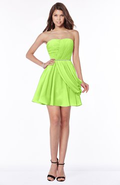 ColsBM Collins Sharp Green Modest Strapless Sleeveless Zip up Chiffon Ruching Bridesmaid Dresses