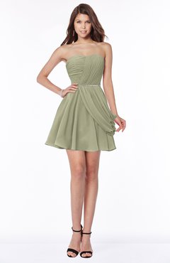 ColsBM Collins Sponge Modest Strapless Sleeveless Zip up Chiffon Ruching Bridesmaid Dresses