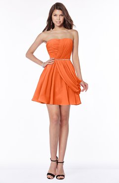 ColsBM Collins Tangerine Modest Strapless Sleeveless Zip up Chiffon Ruching Bridesmaid Dresses