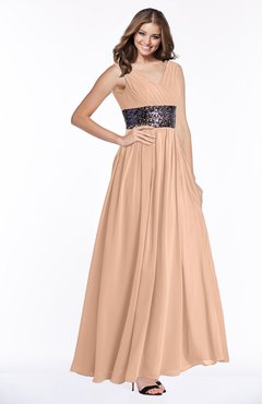 ColsBM Emmaline Burnt Orange Elegant A-line V-neck Half Backless Chiffon Floor Length Bridesmaid Dresses