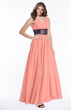 ColsBM Emmaline Desert Flower Elegant A-line V-neck Half Backless Chiffon Floor Length Bridesmaid Dresses