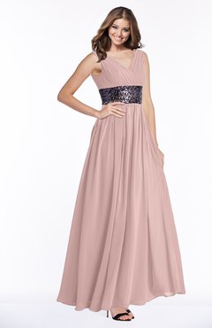 ColsBM Emmaline Nectar Pink Elegant A-line V-neck Half Backless Chiffon Floor Length Bridesmaid Dresses