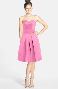 ColsBM Jessie Rose Pink Glamorous Strapless Sleeveless Zip up Satin Knee Length Bridesmaid Dresses