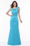 ColsBM Hayley River Blue Gorgeous A-line Sleeveless Satin Floor Length Bow Bridesmaid Dresses