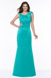 ColsBM Hayley Viridian Green Gorgeous A-line Sleeveless Satin Floor Length Bow Bridesmaid Dresses