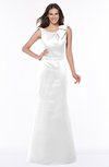 ColsBM Hayley White Gorgeous A-line Sleeveless Satin Floor Length Bow Bridesmaid Dresses