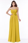 ColsBM Leanna Lemon Curry Glamorous Sleeveless Chiffon Floor Length Ruching Bridesmaid Dresses