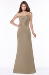 ColsBM Cara Almondine Brown Modest A-line Sleeveless Half Backless Floor Length Ruching Bridesmaid Dresses