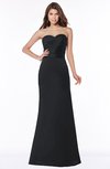 ColsBM Cara Black Modest A-line Sleeveless Half Backless Floor Length Ruching Bridesmaid Dresses