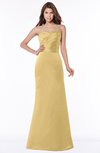 ColsBM Cara Gold Modest A-line Sleeveless Half Backless Floor Length Ruching Bridesmaid Dresses