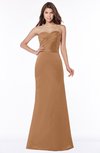 ColsBM Cara Light Brown Modest A-line Sleeveless Half Backless Floor Length Ruching Bridesmaid Dresses