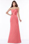 ColsBM Cara Shell Pink Modest A-line Sleeveless Half Backless Floor Length Ruching Bridesmaid Dresses
