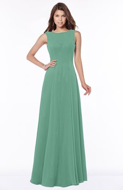 ColsBM Anika Beryl Green Modest A-line Scoop Sleeveless Zip up Chiffon Bridesmaid Dresses