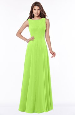ColsBM Anika Bright Green Modest A-line Scoop Sleeveless Zip up Chiffon Bridesmaid Dresses