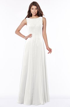 ColsBM Anika Cloud White Modest A-line Scoop Sleeveless Zip up Chiffon Bridesmaid Dresses