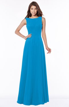 ColsBM Anika Cornflower Blue Modest A-line Scoop Sleeveless Zip up Chiffon Bridesmaid Dresses