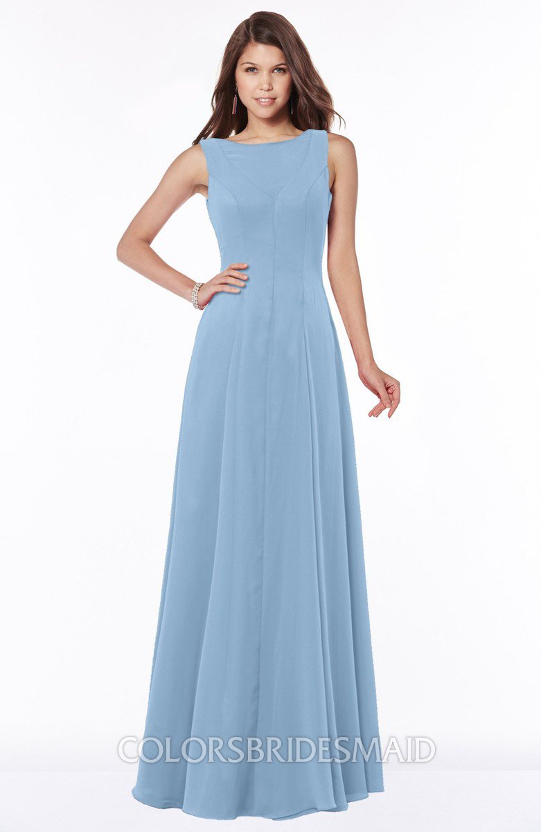 chiffon dusty blue dress