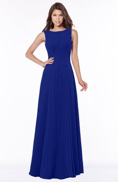 ColsBM Anika Electric Blue Modest A-line Scoop Sleeveless Zip up Chiffon Bridesmaid Dresses