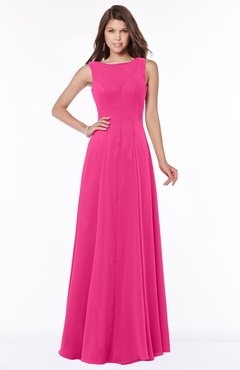 ColsBM Anika Fandango Pink Modest A-line Scoop Sleeveless Zip up Chiffon Bridesmaid Dresses