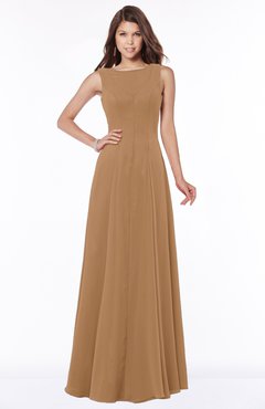 ColsBM Anika Light Brown Modest A-line Scoop Sleeveless Zip up Chiffon Bridesmaid Dresses