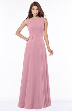 ColsBM Anika Light Coral Modest A-line Scoop Sleeveless Zip up Chiffon Bridesmaid Dresses