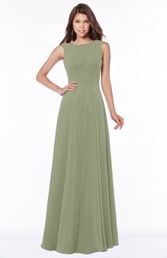 ColsBM Anika Moss Green Modest A-line Scoop Sleeveless Zip up Chiffon Bridesmaid Dresses