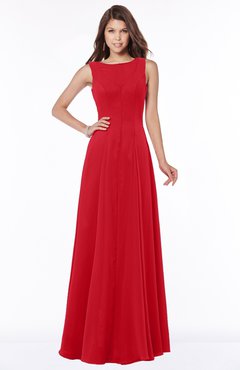 ColsBM Anika Red Modest A-line Scoop Sleeveless Zip up Chiffon Bridesmaid Dresses