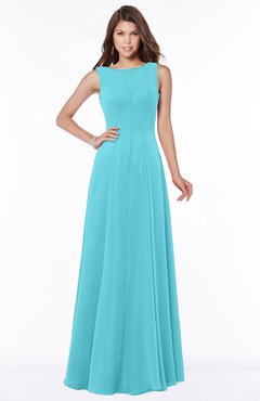 ColsBM Anika Turquoise Modest A-line Scoop Sleeveless Zip up Chiffon Bridesmaid Dresses