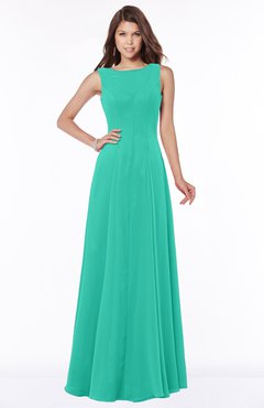 ColsBM Anika Viridian Green Modest A-line Scoop Sleeveless Zip up Chiffon Bridesmaid Dresses