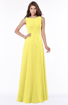 ColsBM Anika Yellow Iris Modest A-line Scoop Sleeveless Zip up Chiffon Bridesmaid Dresses