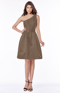 ColsBM Kristen Bronze Brown Classic Sleeveless Satin Knee Length Plainness Bridesmaid Dresses