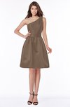 ColsBM Kristen Bronze Brown Classic Sleeveless Satin Knee Length Plainness Bridesmaid Dresses