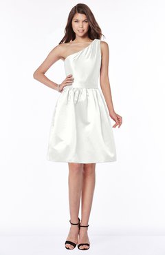 ColsBM Kristen Cloud White Classic Sleeveless Satin Knee Length Plainness Bridesmaid Dresses