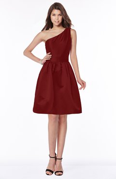 ColsBM Kristen Dark Red Classic Sleeveless Satin Knee Length Plainness Bridesmaid Dresses