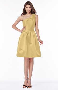 ColsBM Kristen Gold Classic Sleeveless Satin Knee Length Plainness Bridesmaid Dresses