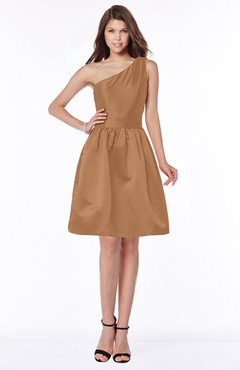 ColsBM Kristen Light Brown Classic Sleeveless Satin Knee Length Plainness Bridesmaid Dresses